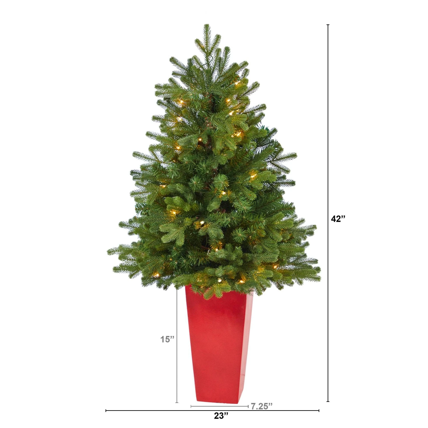 3.5’ Washington Fir Artificial Christmas Tree With 50 Clear Lights In Tower Planter 4 3.5’ Washington Fir Artificial Christmas Tree With 50 Clear Lights In Tower Planter - Image 2