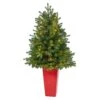 3.5’ Washington Fir Artificial Christmas Tree With 50 Clear Lights In Tower Planter -Artificial Flowers Sale artificial 35 washington fir artificial christmas tree with 50 clear lights in tower planter nearly natural red 622807