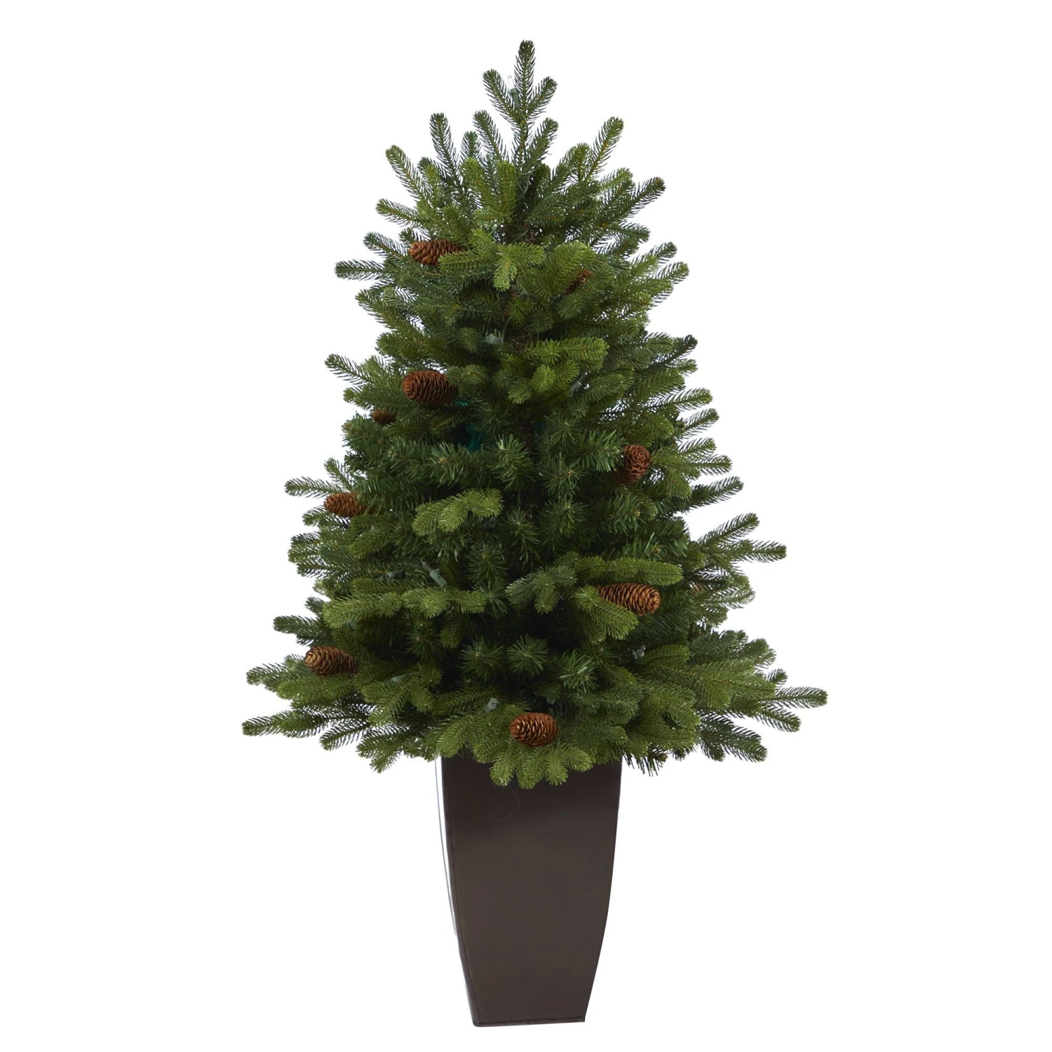3.5’ Yukon Mountain Fir Artificial Christmas Tree With 50 Clear Lights And Pine Cones In Bronze Metal Planter 5 3.5’ Yukon Mountain Fir Artificial Christmas Tree With 50 Clear Lights And Pine Cones In Bronze Metal Planter - Image 3