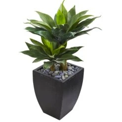 37” Double Agave Succulent Artificial Plant In Black Planter -Artificial Flowers Sale artificial 37 double agave succulent artificial plant in black planter nearly natural 104713