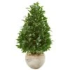 38” Bay Leaf Cone Topiary Artificial Tree In Bowl Planter (Indoor/Outdoor) -Artificial Flowers Sale artificial 38 bay leaf cone topiary artificial tree in bowl planter uv resistant indooroutdoor nearly natural 419064