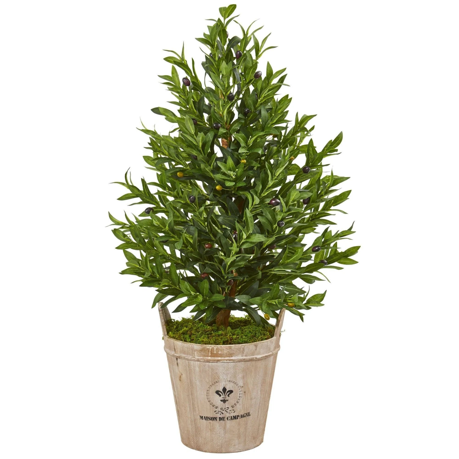 38” Olive Cone Topiary Artificial Tree In Farmhouse Planter 3 38” Olive Cone Topiary Artificial Tree In Farmhouse Planter