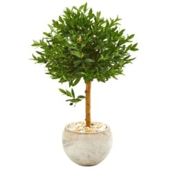 38” Olive Topiary Artificial Tree In Bowl Planter(Indoor/Outdoor)