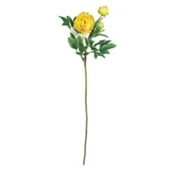 38.5" Peony W/Leaves Stem (Set Of 12)" -Artificial Flowers Sale artificial 385 peony wleaves stem set of 12 nearly natural yellow 218656