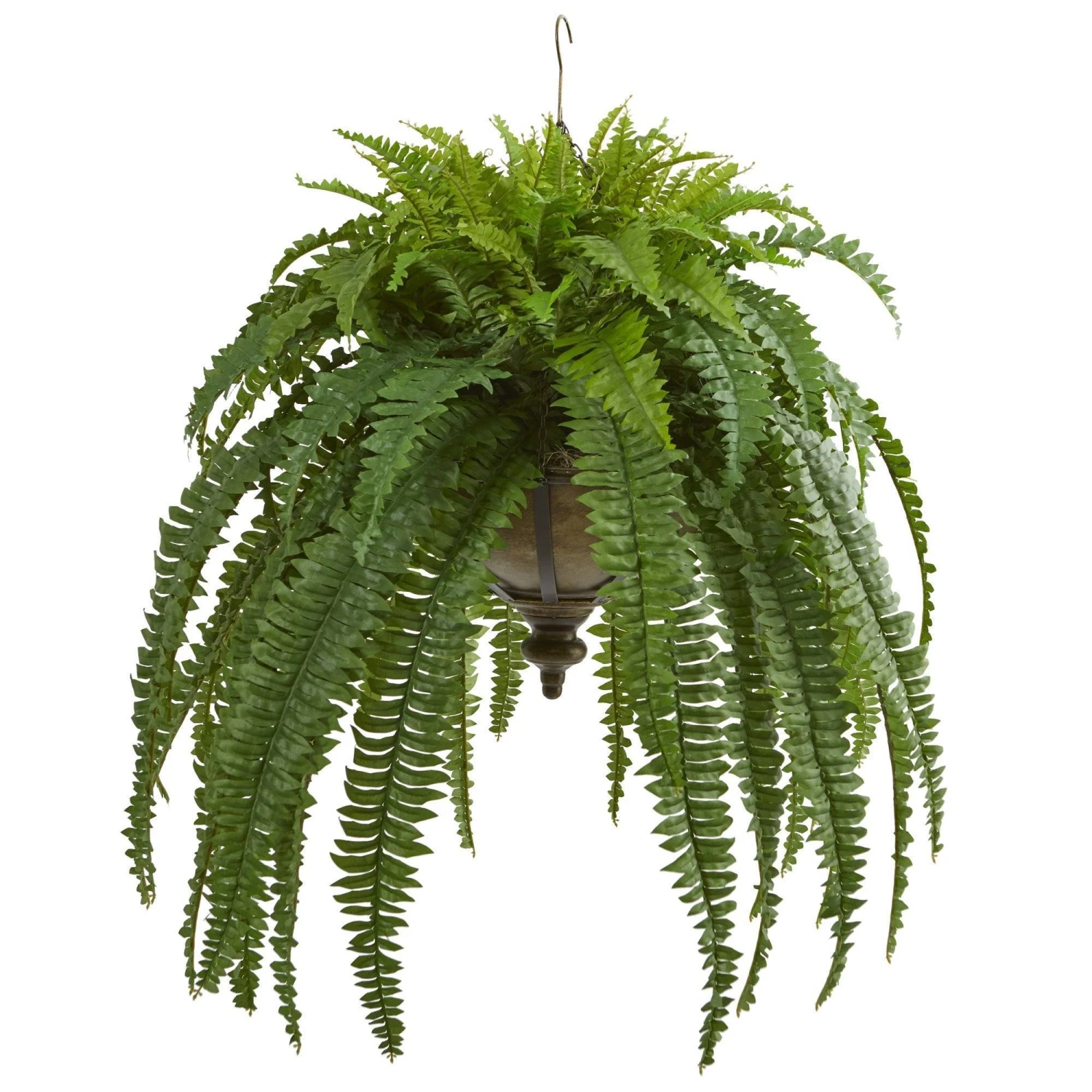 39” Boston Fern Artificial Plant In Metal Hanging Bowl 3 39” Boston Fern Artificial Plant In Metal Hanging Bowl