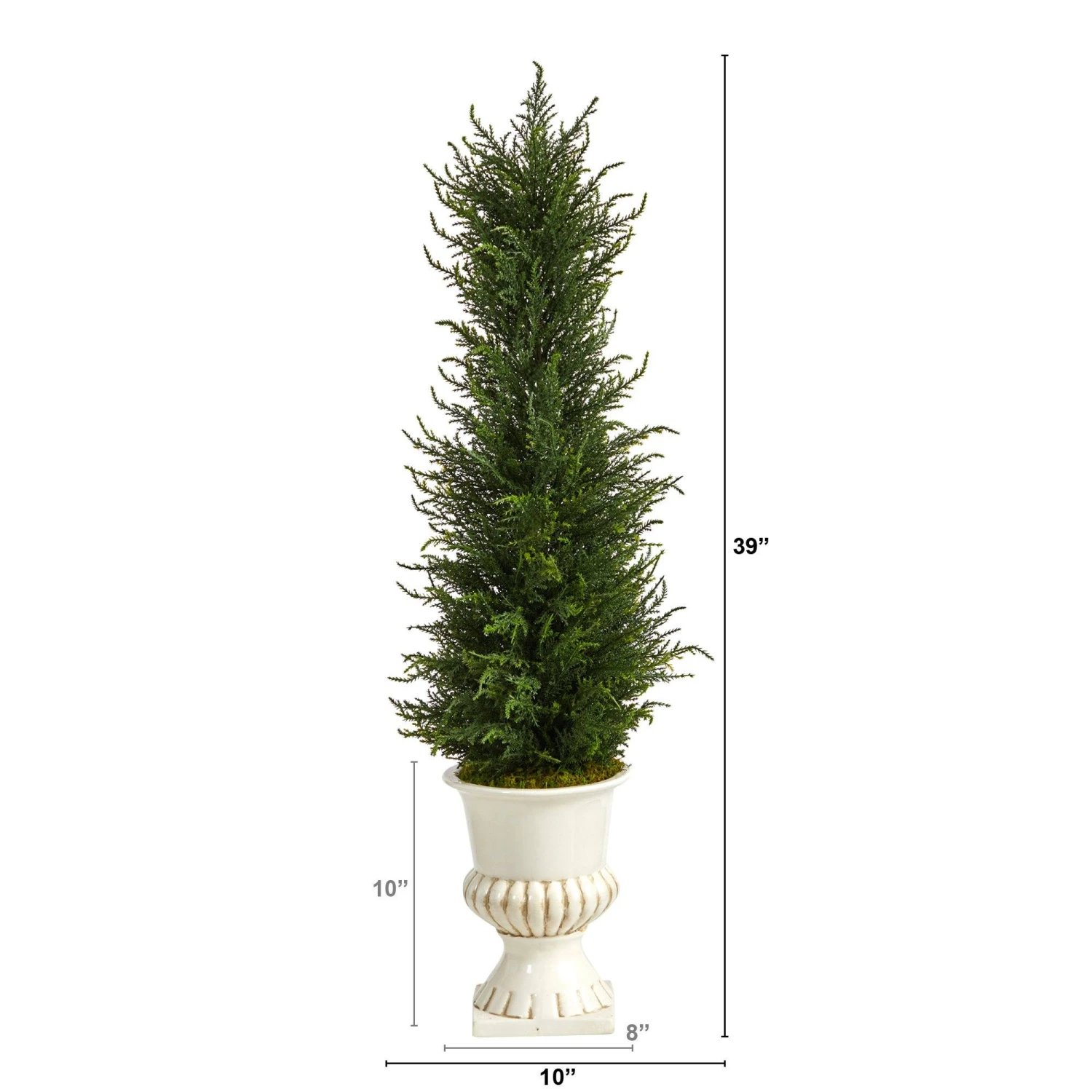 39” Cypress Artificial Tree In White Urn UV Resistant (Indoor/Outdoor) 4 39” Cypress Artificial Tree In White Urn UV Resistant (Indoor/Outdoor) - Image 2