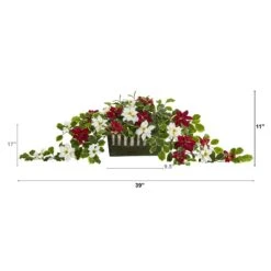 39” Poinsettia And Variegated Holly Artificial Plant In Decorative Planter (Real Touch) -Artificial Flowers Sale artificial 39 poinsettia and variegated holly artificial plant in decorative planter real touch nearly natural 672107