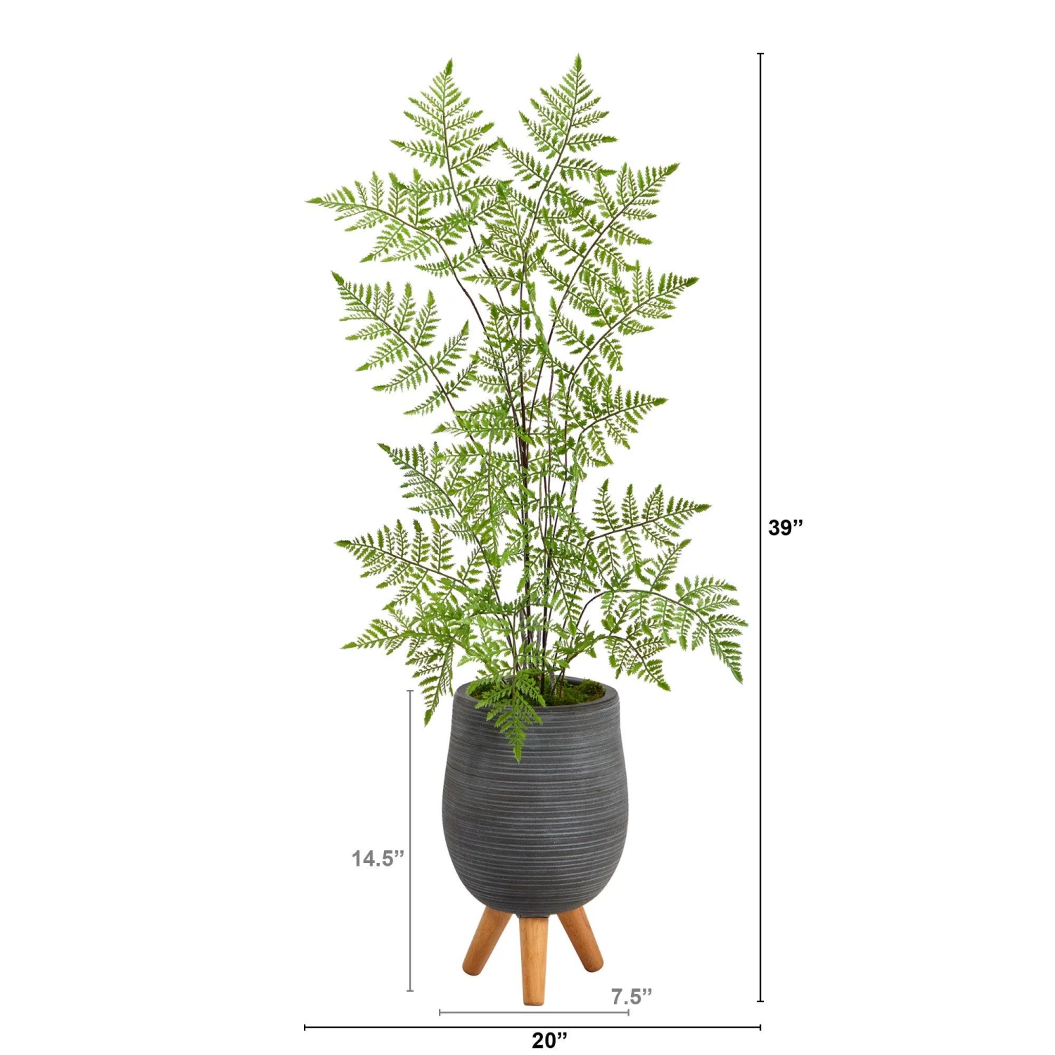 39” Ruffle Fern Artificial Tree In Gray Planter With Stand 4 39” Ruffle Fern Artificial Tree In Gray Planter With Stand - Image 2