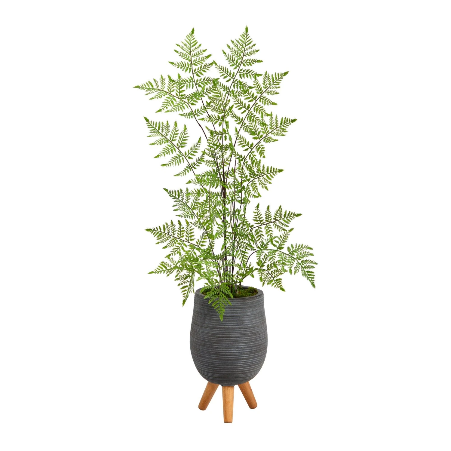 39” Ruffle Fern Artificial Tree In Gray Planter With Stand 3 39” Ruffle Fern Artificial Tree In Gray Planter With Stand