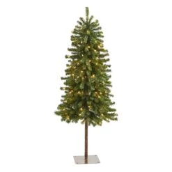 4' Alpine Artificial Christmas Tree With 100 Lights And 260 Bendable Branches