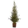 4’ Alpine “Natural Look” Artificial Christmas Tree In Wood Planter With Pine Cones