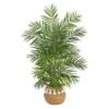 4' Areca Artificial Palm In Boho Chic Handmade Natural Cotton Woven Planter With Tassels -Artificial Flowers Sale artificial 4 areca artificial palm in boho chic handmade natural cotton woven planter with tassels nearly natural 904963