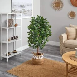 4’ Artificial Ficus Tree With Handmade Jute & Cotton Basket With Tassels 9 4’ Artificial Ficus Tree With Handmade Jute & Cotton Basket With Tassels -Artificial Flowers Sale artificial 4 artificial ficus tree with handmade jute cotton basket with tassels plant in planter nearly natural 311705