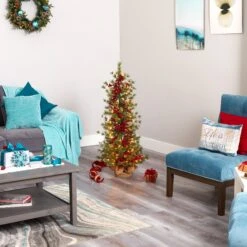 4’ Berry And Pine Artificial Christmas Tree With 100 Warm White Lights And Burlap Wrapped Base -Artificial Flowers Sale artificial 4 berry and pine artificial christmas tree with 100 warm white lights and burlap wrapped base nearly natural 204799