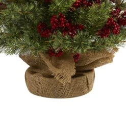 4’ Berry And Pine Artificial Christmas Tree With 100 Warm White Lights And Burlap Wrapped Base -Artificial Flowers Sale artificial 4 berry and pine artificial christmas tree with 100 warm white lights and burlap wrapped base nearly natural 416871