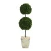 4’ Boxwood Double Ball Artificial Topiary Tree In Country White Planter (Indoor/Outdoor) 1 4’ Boxwood Double Ball Artificial Topiary Tree In Country White Planter (Indoor/Outdoor) -Artificial Flowers Sale artificial 4 boxwood double ball artificial topiary tree in country white planter uv resistant indooroutdoor nearly natural 190894