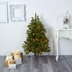 4' Cambridge Spruce Flat Back Artificial Christmas Tree With 100 Warm White (Multifunction) LED Lights And 221 Bendable Branches 18 4' Cambridge Spruce Flat Back Artificial Christmas Tree With 100 Warm White (Multifunction) LED Lights And 221 Bendable Branches -Artificial Flowers Sale artificial 4 cambridge spruce flat back artificial christmas tree with 100 warm white multifunction led lights and 221 bendable branches nearly natural 561997