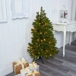 4' Cambridge Spruce Flat Back Artificial Christmas Tree With 100 Warm White (Multifunction) LED Lights And 221 Bendable Branches 19 4' Cambridge Spruce Flat Back Artificial Christmas Tree With 100 Warm White (Multifunction) LED Lights And 221 Bendable Branches -Artificial Flowers Sale artificial 4 cambridge spruce flat back artificial christmas tree with 100 warm white multifunction led lights and 221 bendable branches nearly natural 889151