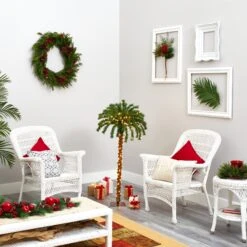 4’ Christmas Palm Artificial Tree With 150 Warm White LED Lights -Artificial Flowers Sale artificial 4 christmas palm artificial tree with 150 warm white led lights nearly natural 226797