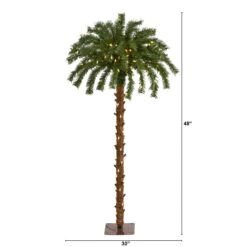 4’ Christmas Palm Artificial Tree With 150 Warm White LED Lights -Artificial Flowers Sale artificial 4 christmas palm artificial tree with 150 warm white led lights nearly natural 593145