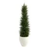 4’ Cypress Artificial Tree In White Planter UV Resistant (Indoor/Outdoor) -Artificial Flowers Sale artificial 4 cypress artificial tree in white planter uv resistant indooroutdoor nearly natural 337492