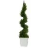 4’ Cypress Spiral Topiary Artificial Tree In White Metal Planter 2 4’ Cypress Spiral Topiary Artificial Tree In White Metal Planter -Artificial Flowers Sale artificial 4 cypress spiral topiary artificial tree in white metal planter nearly natural 321097
