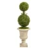 4’ Double Boxwood Topiary Artificial Tree In Sand Finished Urn -Artificial Flowers Sale artificial 4 double boxwood topiary artificial tree in sand finished urn nearly natural 890536
