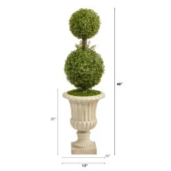 4’ Double Boxwood Topiary Artificial Tree In Sand Finished Urn 7 4’ Double Boxwood Topiary Artificial Tree In Sand Finished Urn -Artificial Flowers Sale artificial 4 double boxwood topiary artificial tree in sand finished urn nearly natural 891949
