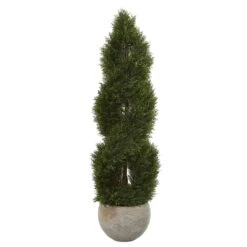 4’ Double Pond Cypress Spiral Artificial Tree In Sand Colored Planter (Indoor/Outdoor)