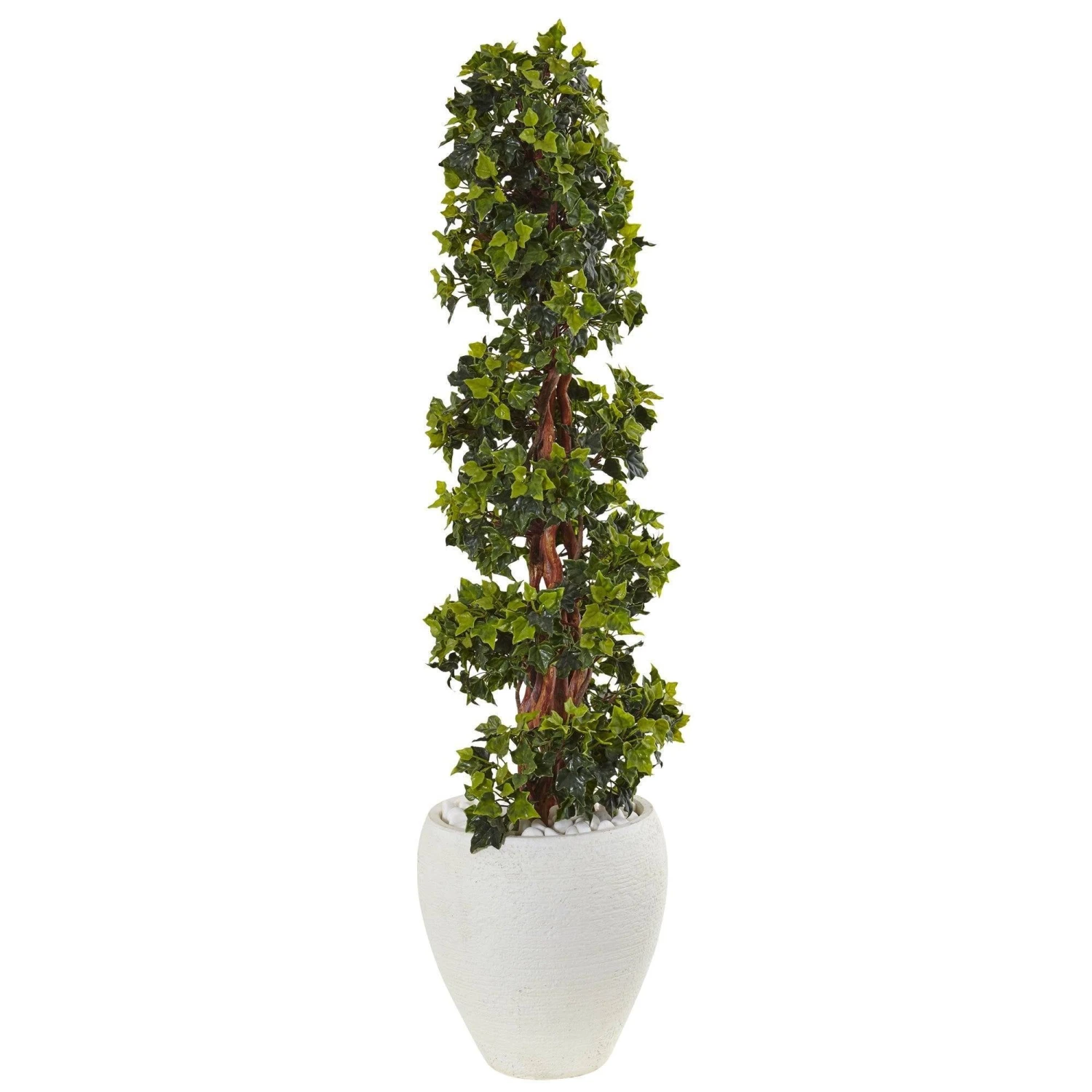 4’ English Ivy Topiary Tree In White Oval Planter UV Resistant (Indoor/Outdoor) 3 4’ English Ivy Topiary Tree In White Oval Planter UV Resistant (Indoor/Outdoor)