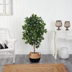 4’ Ficus Artificial Tree In Boho Chic Handmade Cotton & Jute Black Woven Planter 8 4’ Ficus Artificial Tree In Boho Chic Handmade Cotton & Jute Black Woven Planter -Artificial Flowers Sale artificial 4 ficus artificial tree in boho chic handmade cotton jute black woven planter nearly natural 699728