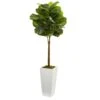 4’ Fiddle Leaf Artificial Tree In White Tower Planter 1 4’ Fiddle Leaf Artificial Tree In White Tower Planter -Artificial Flowers Sale artificial 4 fiddle leaf artificial tree in white tower planter nearly natural 550824
