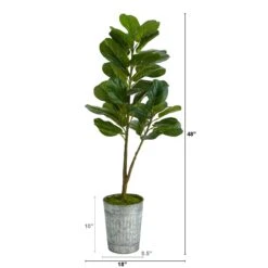 4’ Artificial Fiddle Leaf Fig Tree In Metal Planter -Artificial Flowers Sale artificial 4 fiddle leaf fig artificial tree in metal planter nearly natural 419096