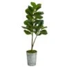 4’ Artificial Fiddle Leaf Fig Tree In Metal Planter -Artificial Flowers Sale artificial 4 fiddle leaf fig artificial tree in metal planter nearly natural 935981