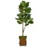 4’ Fiddle Leaf Fig Artificial Tree In Metal Planter With Faux Moss -Artificial Flowers Sale artificial 4 fiddle leaf fig artificial tree in metal planter nearly natural 944074