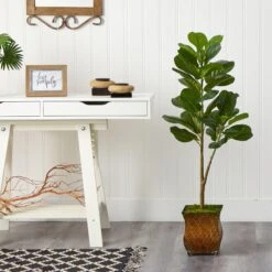 4’ Fiddle Leaf Fig Artificial Tree In Metal Planter With Faux Moss -Artificial Flowers Sale artificial 4 fiddle leaf fig artificial tree in metal planter nearly natural 970668