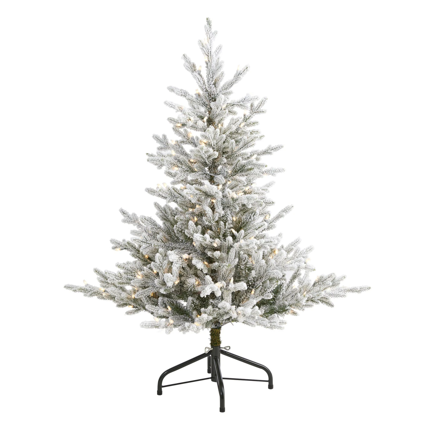 4’ Flocked Fraser Fir Artificial Christmas Tree With 300 Warm White Lights And 967 Bendable Branches 3 4’ Flocked Fraser Fir Artificial Christmas Tree With 300 Warm White Lights And 967 Bendable Branches