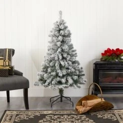 4' Flocked West Virginia Fir Artificial Christmas Tree -Artificial Flowers Sale artificial 4 flocked west virginia fir artificial christmas tree nearly natural 282343