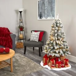 4' Flocked West Virginia Fir Artificial Christmas Tree With 100 Clear LED Lights -Artificial Flowers Sale artificial 4 flocked west virginia fir artificial christmas tree with 100 clear led lights nearly natural 398805