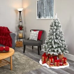 4' Flocked West Virginia Fir Artificial Christmas Tree With 100 Clear LED Lights -Artificial Flowers Sale artificial 4 flocked west virginia fir artificial christmas tree with 100 clear led lights nearly natural 576472