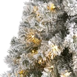 4' Flocked West Virginia Fir Artificial Christmas Tree With 100 Clear LED Lights -Artificial Flowers Sale artificial 4 flocked west virginia fir artificial christmas tree with 100 clear led lights nearly natural 644537