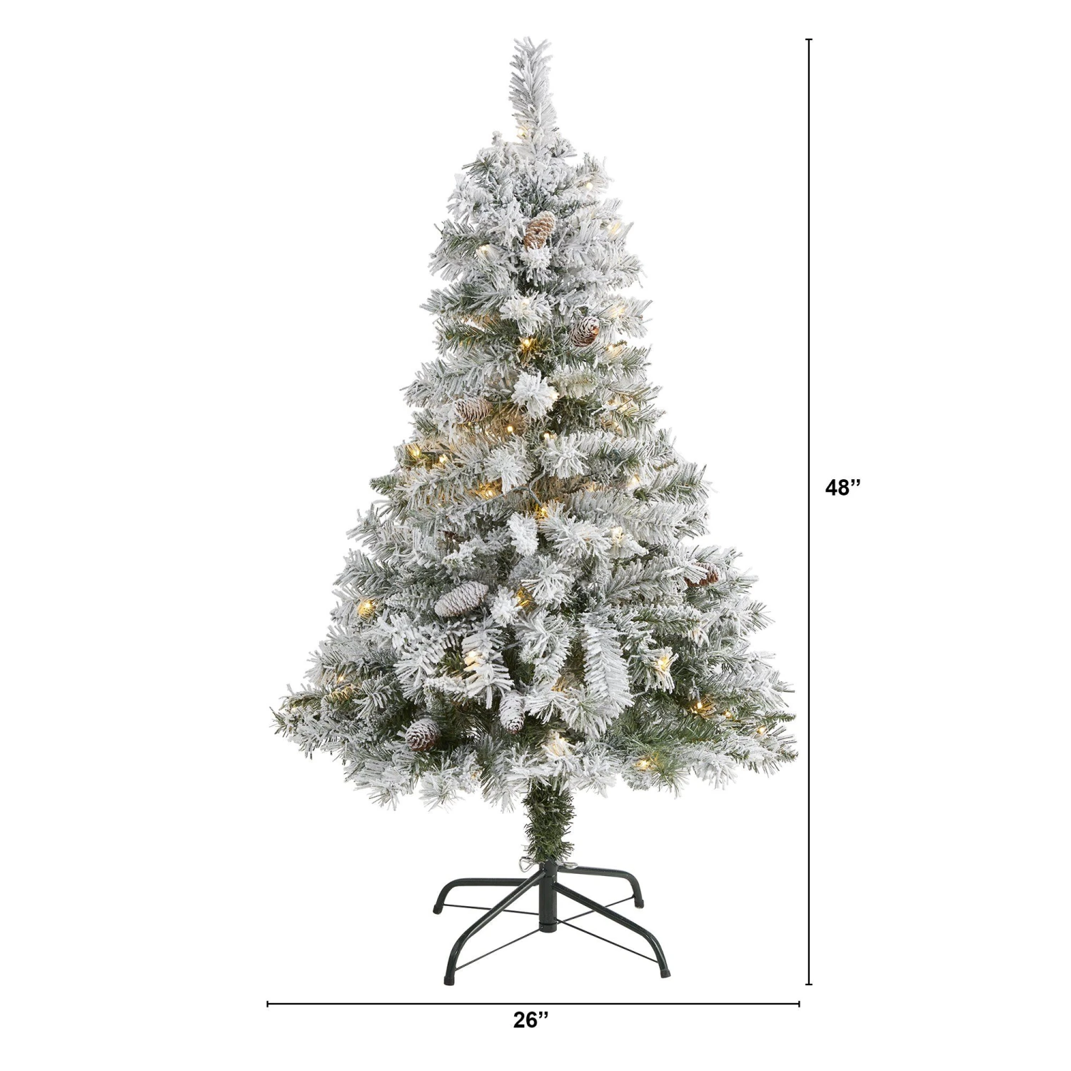 4' Flocked White River Mountain Pine Artificial Christmas Tree With Pinecones And 100 Clear LED Lights 4 4' Flocked White River Mountain Pine Artificial Christmas Tree With Pinecones And 100 Clear LED Lights - Image 2