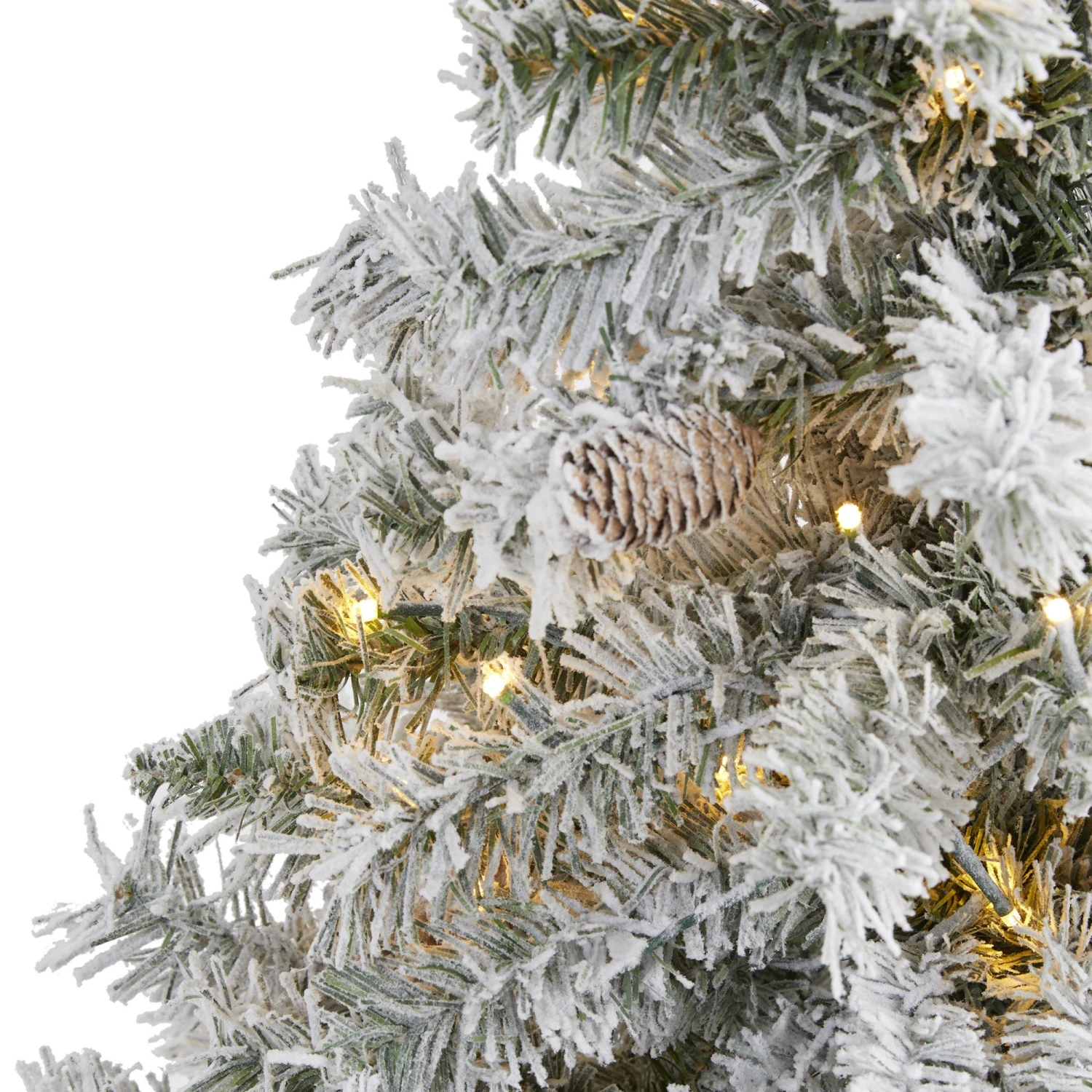 4' Flocked White River Mountain Pine Artificial Christmas Tree With Pinecones And 100 Clear LED Lights 5 4' Flocked White River Mountain Pine Artificial Christmas Tree With Pinecones And 100 Clear LED Lights - Image 3