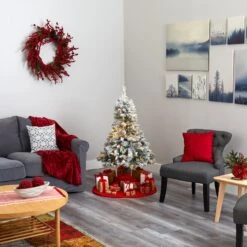 4' Flocked White River Mountain Pine Artificial Christmas Tree With Pinecones And 100 Clear LED Lights 14 4' Flocked White River Mountain Pine Artificial Christmas Tree With Pinecones And 100 Clear LED Lights -Artificial Flowers Sale artificial 4 flocked white river mountain pine artificial christmas tree with pinecones and 100 clear led lights nearly natural 729657