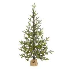 4’ Fraser Fir “Natural Look” Artificial Christmas Tree With 100 Clear LED Lights, A Burlap Base And 403 Bendable Branches