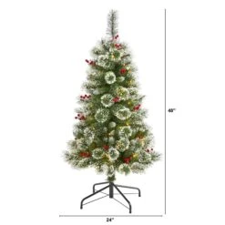 4’ Frosted Swiss Pine Artificial Christmas Tree With 100 Clear LED Lights And Berries 10 4’ Frosted Swiss Pine Artificial Christmas Tree With 100 Clear LED Lights And Berries -Artificial Flowers Sale artificial 4 frosted swiss pine artificial christmas tree with 100 clear led lights and berries nearly natural 480695