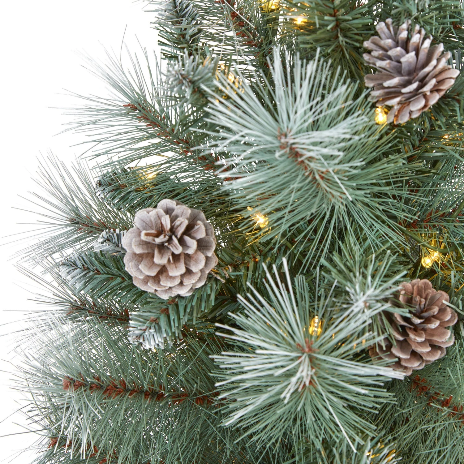 4’ Frosted Tip British Columbia Mountain Pine Artificial Christmas Tree With 100 Clear Lights, Pine Cones And 228 Bendable Branches 5 4’ Frosted Tip British Columbia Mountain Pine Artificial Christmas Tree With 100 Clear Lights, Pine Cones And 228 Bendable Branches - Image 3