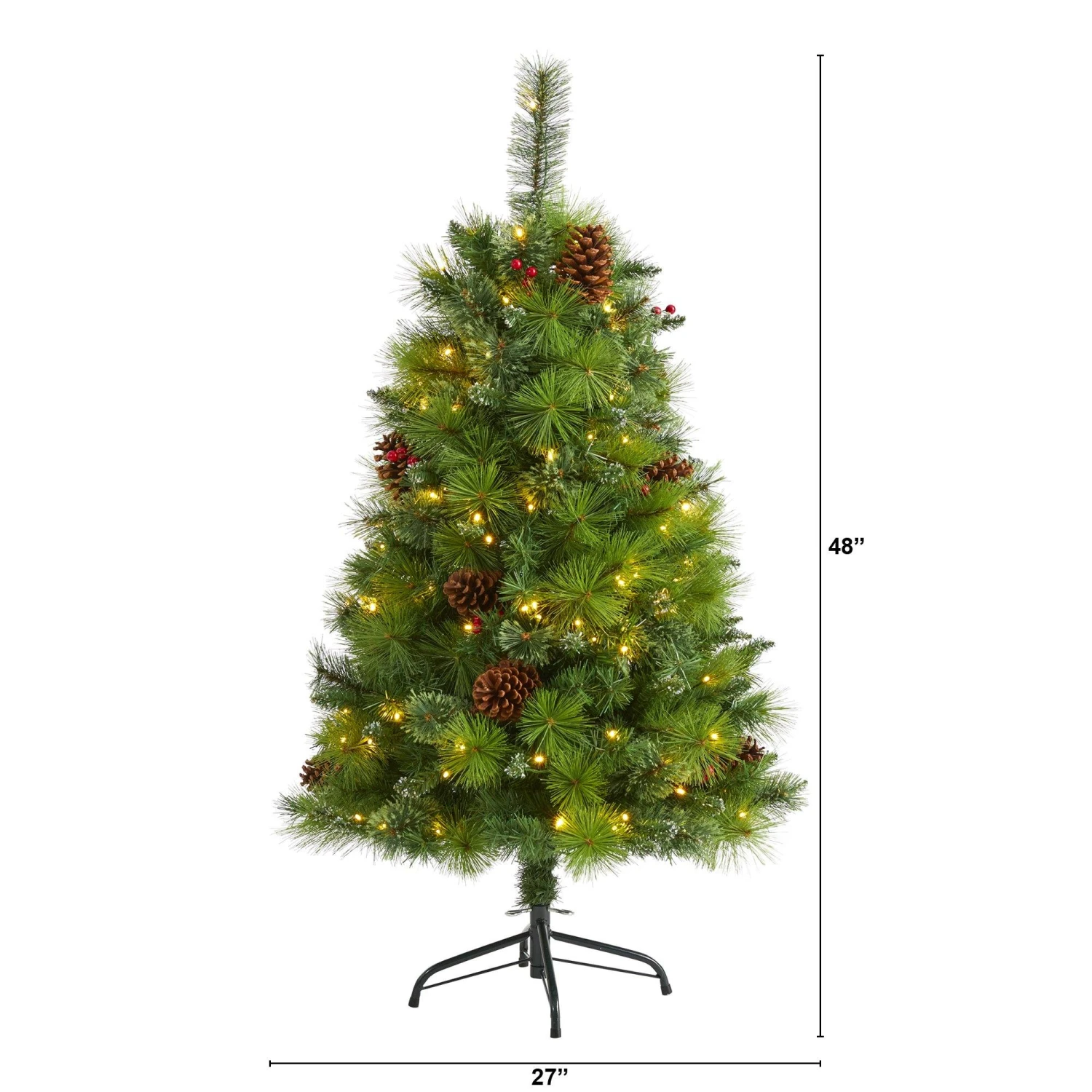 4’ Montana Mixed Pine Artificial Christmas Tree With Pine Cones, Berries And 150 Clear LED Lights 4 4’ Montana Mixed Pine Artificial Christmas Tree With Pine Cones, Berries And 150 Clear LED Lights - Image 2