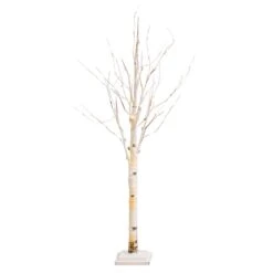 4' Pre-Lit Artificial Birch Tree With 50 Warm White LED Lights