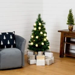 4' Pre-Lit Fiber Optic Artificial Christmas Tree With Mixed Tips And 37 LED Warm White Lights -Artificial Flowers Sale artificial 4 pre lit fiber optic artificial christmas tree with mixed tips and 37 led warm white lights nearly natural 166991